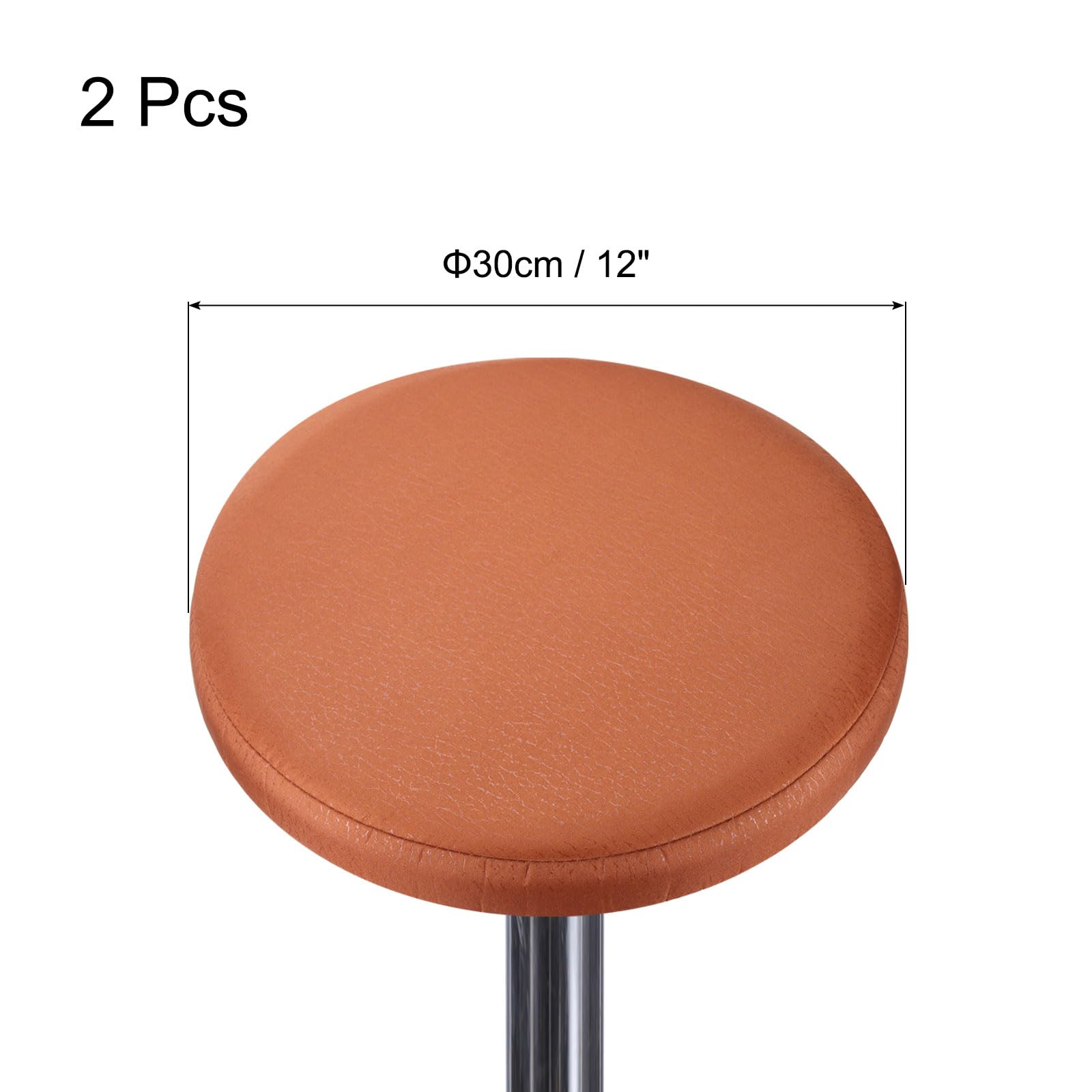 Uxcell 2pcs Bar Stool Cushions, 12 Inch Round Bar Stool Cover Seat Cushion, Suitable for Chairs Stool Slipcovers Brown - Image 2