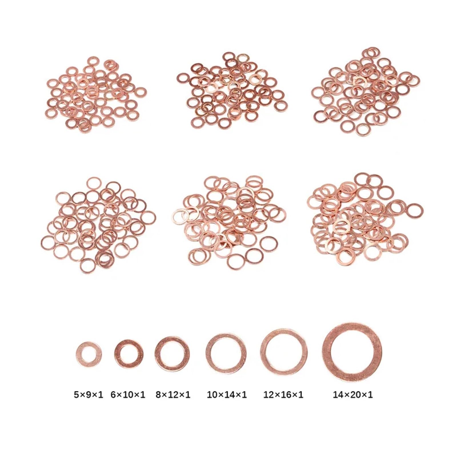 Latón arandela plana, 50 Uds M5 M6 M8 M10 M12 M14 M16 juego de arandelas de cobre macizo cuña anillo plano junta anillos sello espaciador liso arandelas sujetador(M8x14x1 MM)