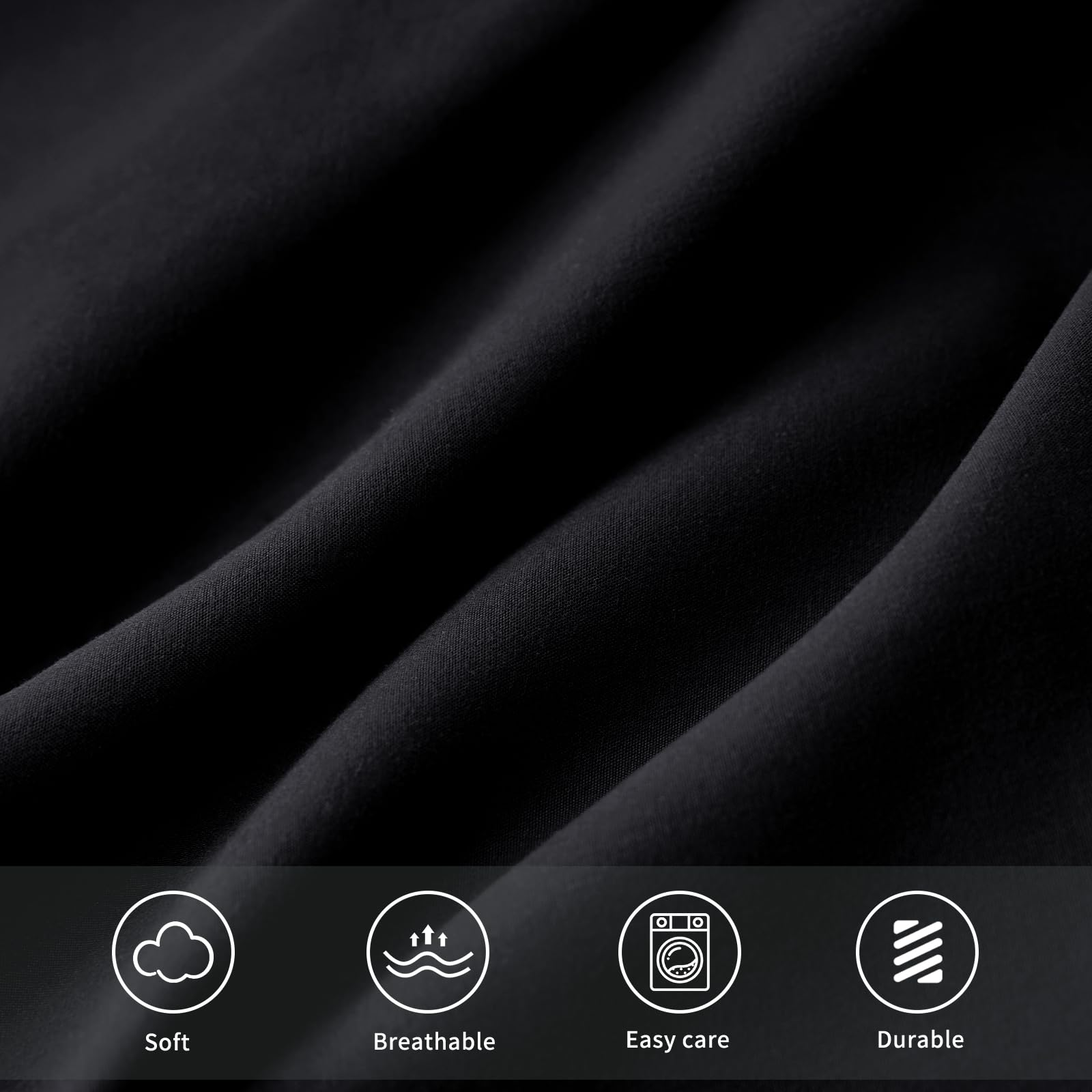 Tifschlaf Pillow Cases 2 Pack, Black Pillowcases Plain Pack of 2 - Image 4
