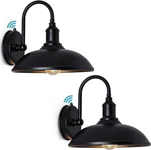 DENGNBJ Dusk to Dawn Outdoor Wall Lamp, Black Farmhouse Porch Light, Waterproof, Rust-Proof. The Outside Barn Light for The Front Courtyard of The