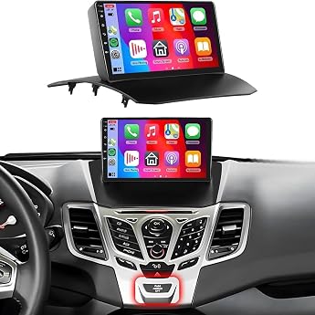 2+64G Android 14 Double DIN Car Radio for Ford Fiesta 2009 2010 2011 2012 2013 2014 with Wireless Carplay Android Car 9 Inch Touchscreen DAB+ Radio GPS Navigation Bluetooth WiFi FM/RDS AHD Reversing