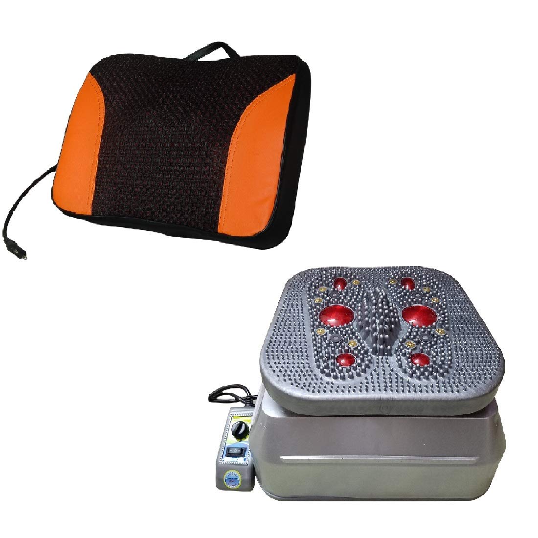 GHK HC25 Blood Circulation Massager Machine BCM with Shiatsu Car Back Rolling Massager for Car, Home & Office Use Best Combo Offer, Grey