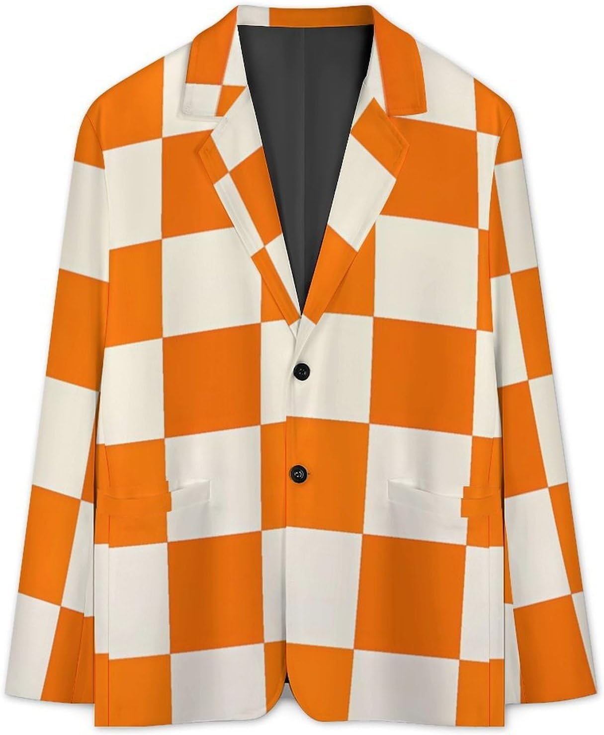 Tennessee Orange White Checkerboard Mens Blazer Casual Sport Coats Two Button Suit Jacket for Travel Wedding