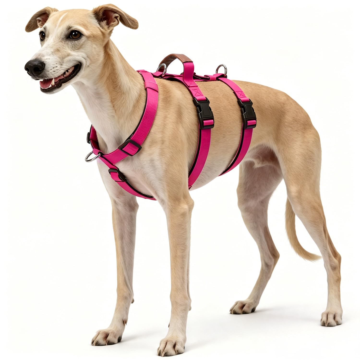 Escape Proof Dog Vest Harness, Anti Pull Adjustable Safety Fit, Secure 3-Point Design and Handle for Medium Large Breeds Walking and Hiking (Rose Pink, L)