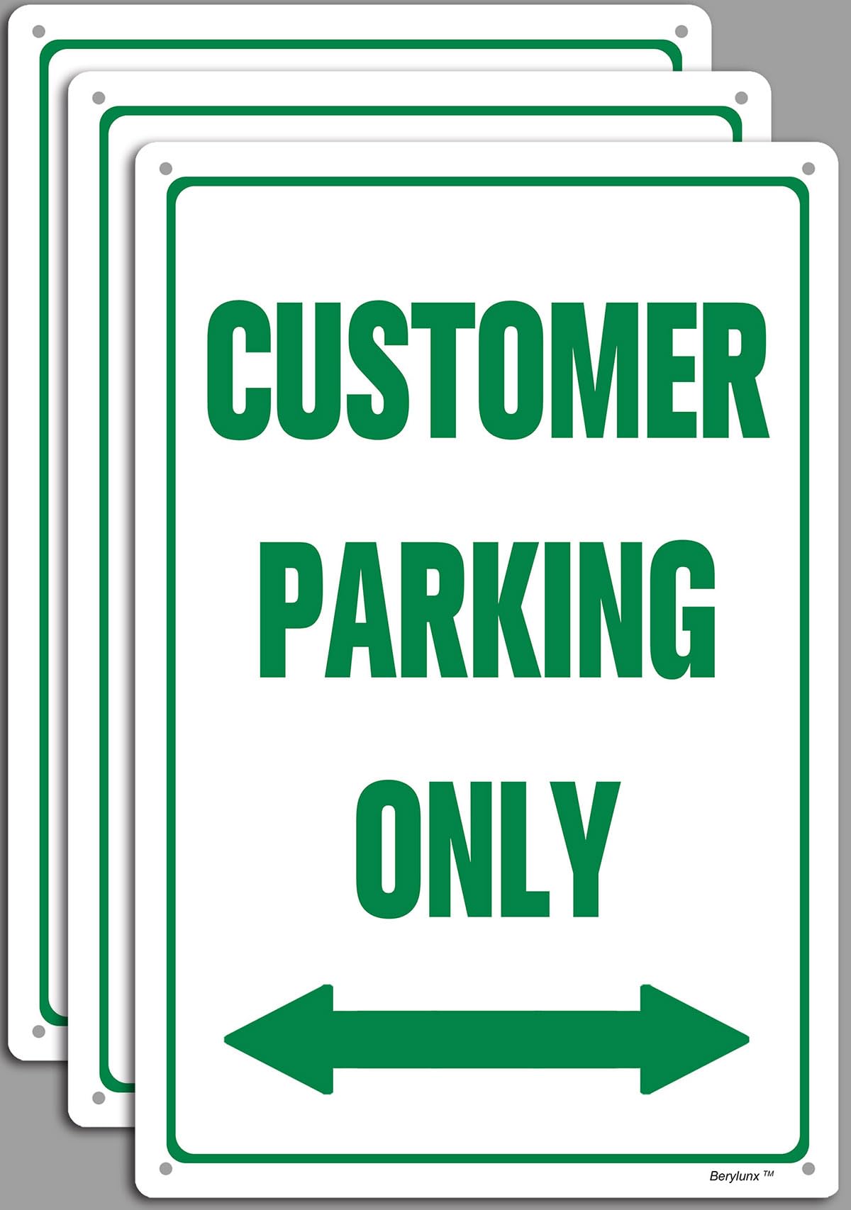 3 Pack 8" x 12" Customer Parking Only Sign with Bidirectional Arrow Metal Sign Rust Free Aluminum-UV Protected and Weatherproof Green and White