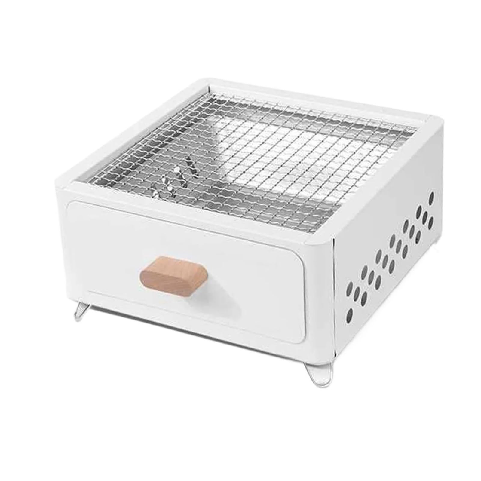 Lhsjyg White Barbecue Grill Outdoor Charcoal Barbecue Grill Non-Stick Rack Heating Brazier Portable Household Stove For Camping Bbq(White)
