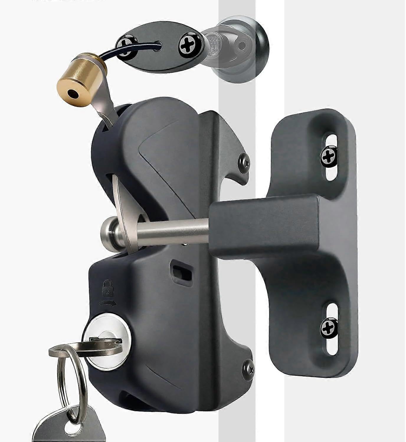 Joyhappst Image Color Gate Latch Door Latch With Pull Cable Opened Two-Sided Lockable Door Latch