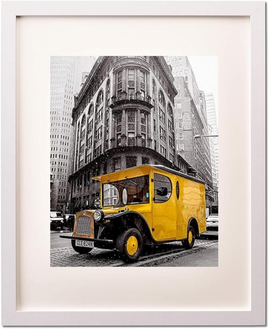 Art Emotion Solid Wood Picture Frame in White, 20x24 with 16x20 Opening (Handmade Finishing Seamless Surface), 2MM Reinforced Glass, Hangers for Horizontal or Vertical Display