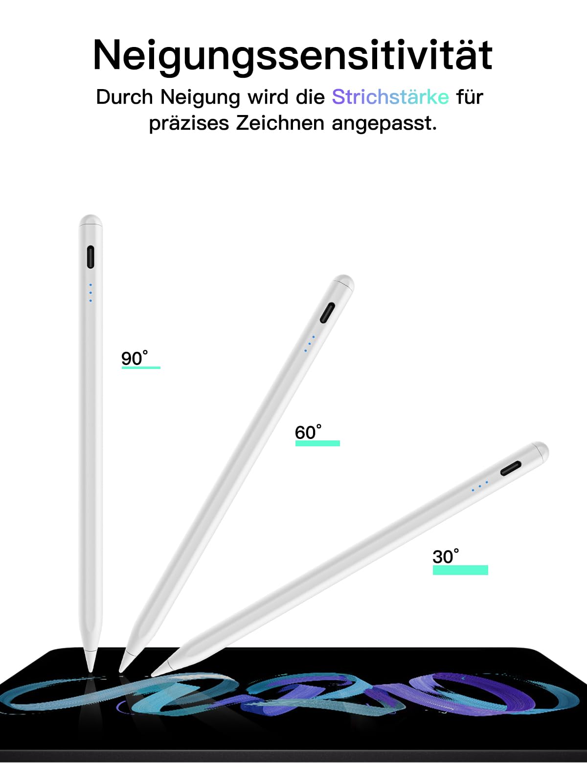 KEEPRO Stift für ipad 2018-2026, Schnellladefunktion, Palm-Ablehnung, Pencil für iPad A16/11/10/9/8/7/6, i-Pad Mini 7/6/5, iPad Air M4/M3/M2 11"/13"/5/4/3, iPad Pro M5/M4 13"/12.9″/11″