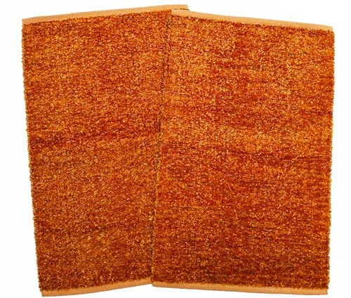 Image of House2Home Feather Cotton Blend Door Mat | 2Pc. Combo | 50x80cm | Side Binding - Available in 8 Colors (Carrot)