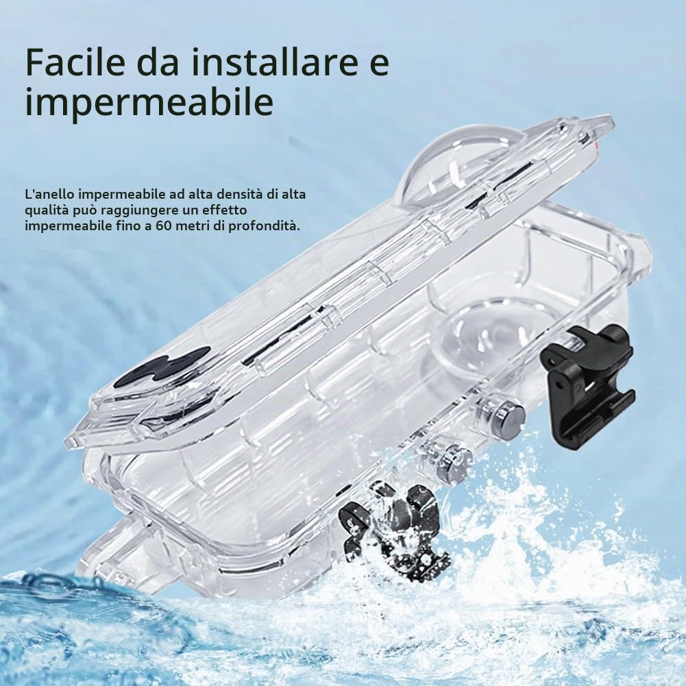 Custodia subacquea da 60 m per Insta360 per X5, custodia impermeabile in vetro temperato con adattatore da 1/4", custodia protettiva compatta per sott'acqua