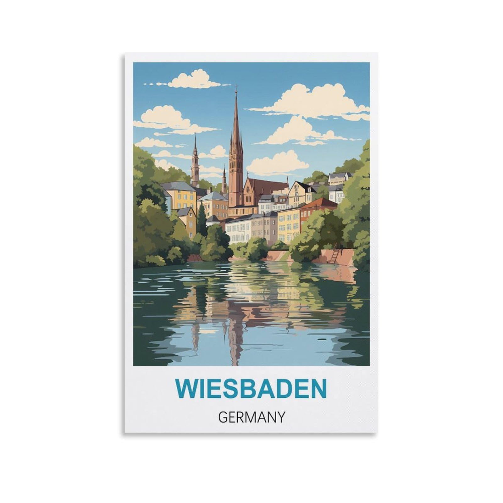 Metal Tin Sign Wiesbaden Germany,Art Plaque Poster Wall Decor for Home Tool Room Bar Club Restaurant Cafe 15x30cm