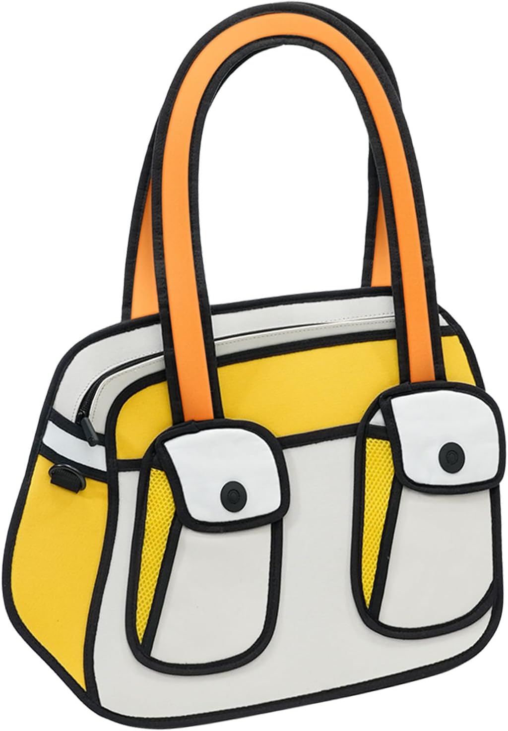 Original 2D Cool Cartoon Tote Bag (Bonjour) - Fun Pop Art Novelty, Cute Shoulder Bags for Women, Travel, Campus and Work