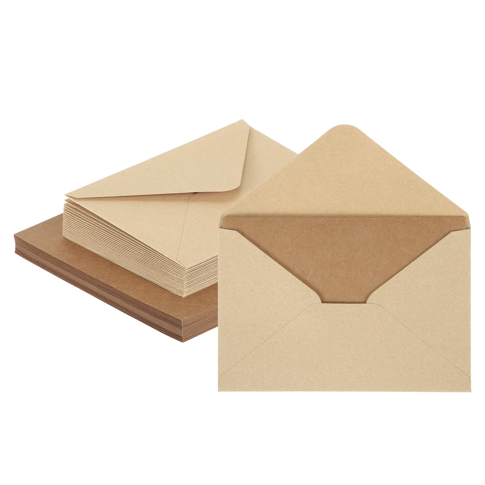 sourcing map 25 Pack 5.9x7.9 Blank Cardstock Paper with Envelope, Natural Card Stock Bulk Thick Folded Heavy Cardstock Paper for Printer DIY Cards Greeting Gift Wedding Postcards