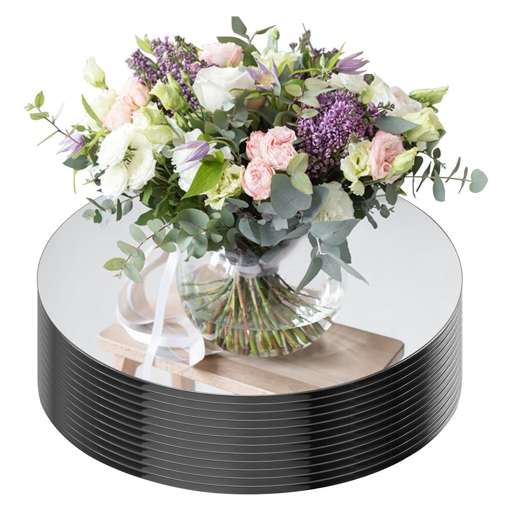 UDSKNV[KSL 12pcs 12" Round Mirrors for Centerpieces for Tables, Round Mirrors Trays Plates for Centerpieces, Wedding Decorations,