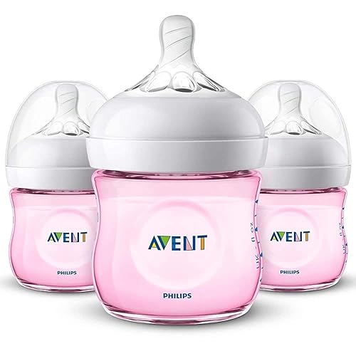 Philips Avent - Biberones naturales de 4 onzas, paquete de 3, color rosa
