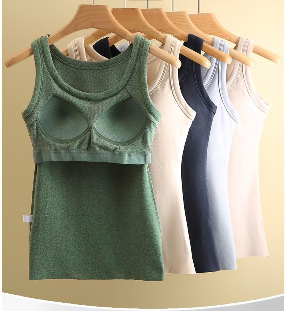 2 Pezzi Canotta Termica da Donna Senza Maniche con Reggiseno Incorporato, Top Termici in Micropile Spazzolato Intimo Termico Strati di Base, Canottiera Canottiera Canottiera