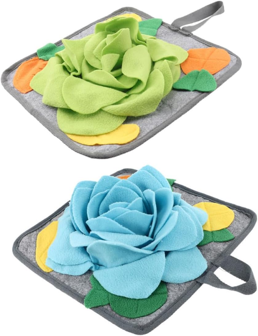 TOYANDONA 2Pcs Rabbit Sniffing Cushion with Flower Design Non Slip Polar Fleece Mat for Pet Stress Relief and Slow Feeding Training Interactive for and Scent Exercise