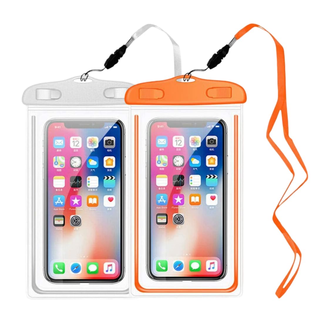 Estrenar Waterproof Rainproof Pouch for Phone Plastic Dry Bag Case Cover for Mobile up to 7.0 inches Compatible with iPhone, Samsung, Pixel, Mi, Etc. Transparent, Random Color - Pack of 2-White,Orange (B0D6STMXT5) Amazon Price History, Amazon Price Tracker