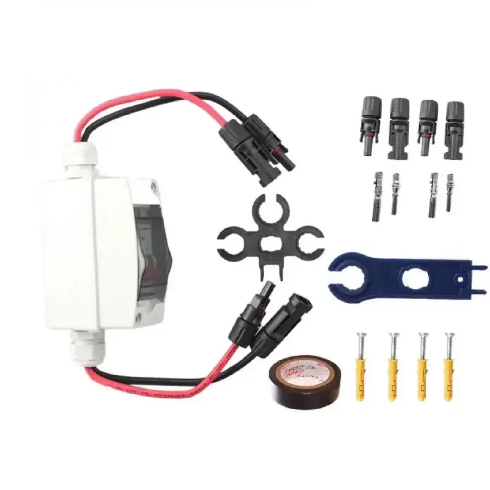 Caja Distribucion Electrica,Cuadro Electrico Interruptor de desconexión panel solar 32 A, 500 V CC, disyuntor miniatura con conector fotovoltaico y caja impermeable for exteriores(HT-2Multifunctional)