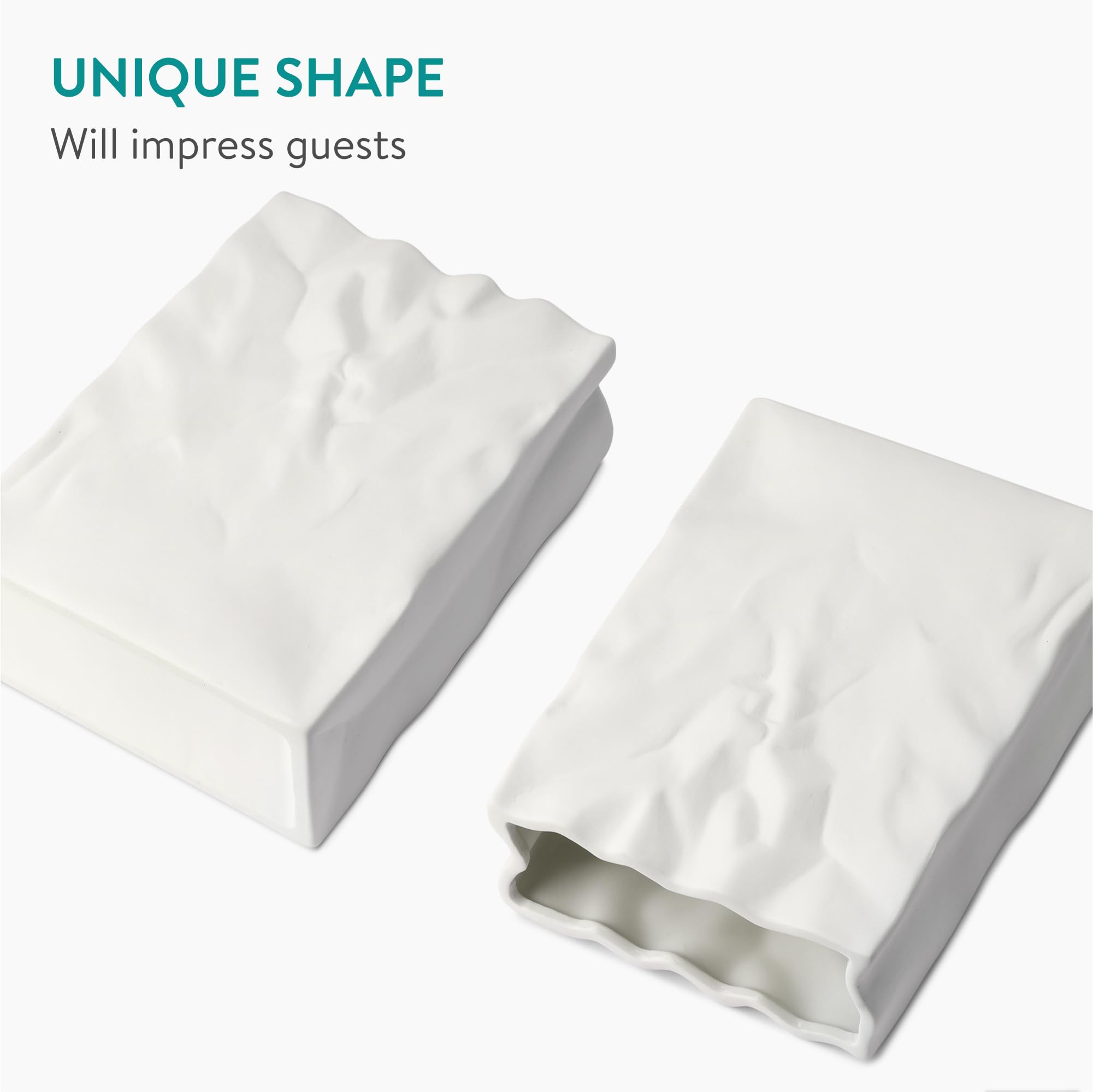 Vase Design Sac Papier Navaris Grès 14,5x6,5x20cm - Neuf