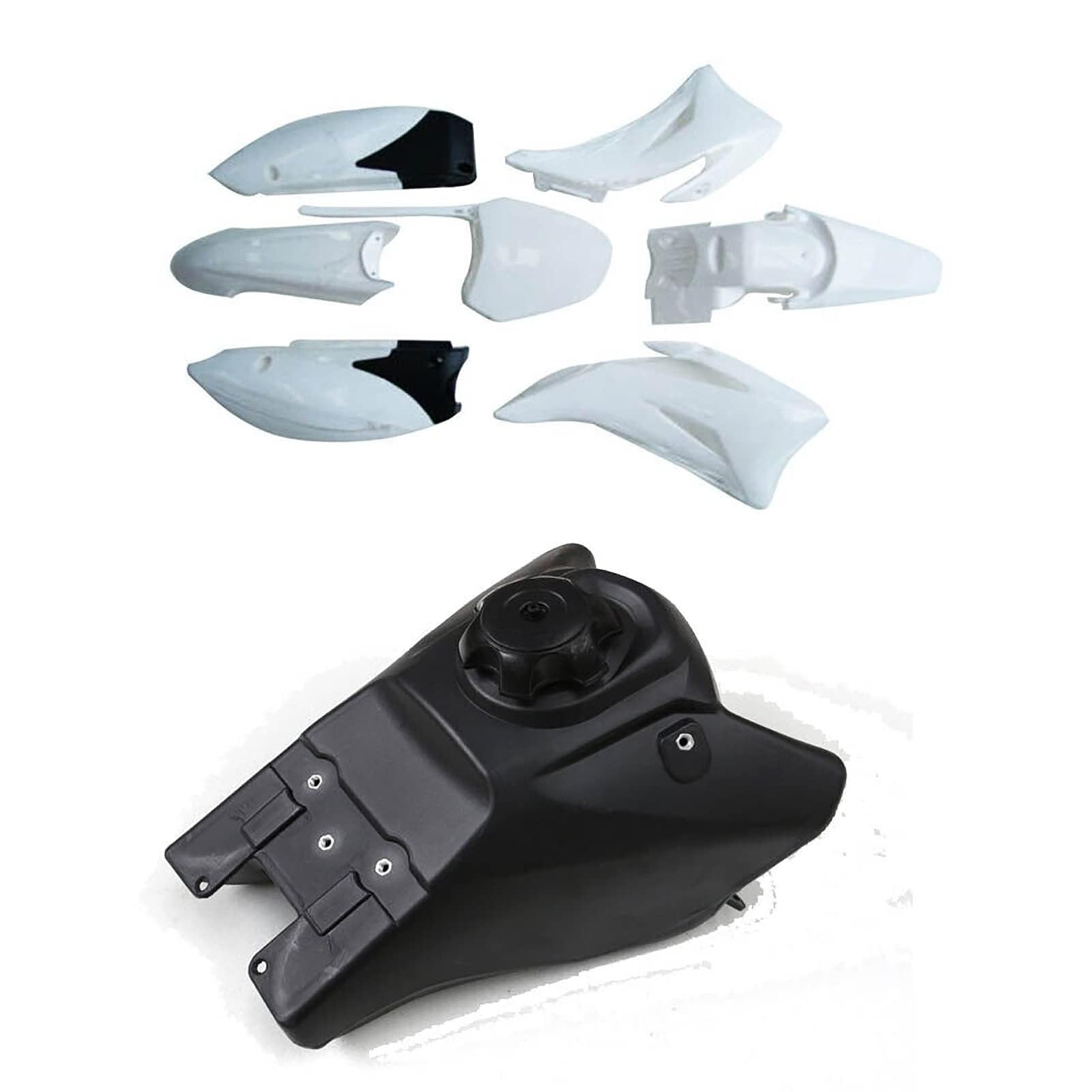 ABS Plastic Fender Fairing Body Work Kit + Gas Fuel Tank For TTR110 TTR 110 TTR110E Pit Pro SSR170 SDG Motorcycle Pit Dirt Bikes Full Fairing Kit 110cc 140cc 150cc 125cc (White)