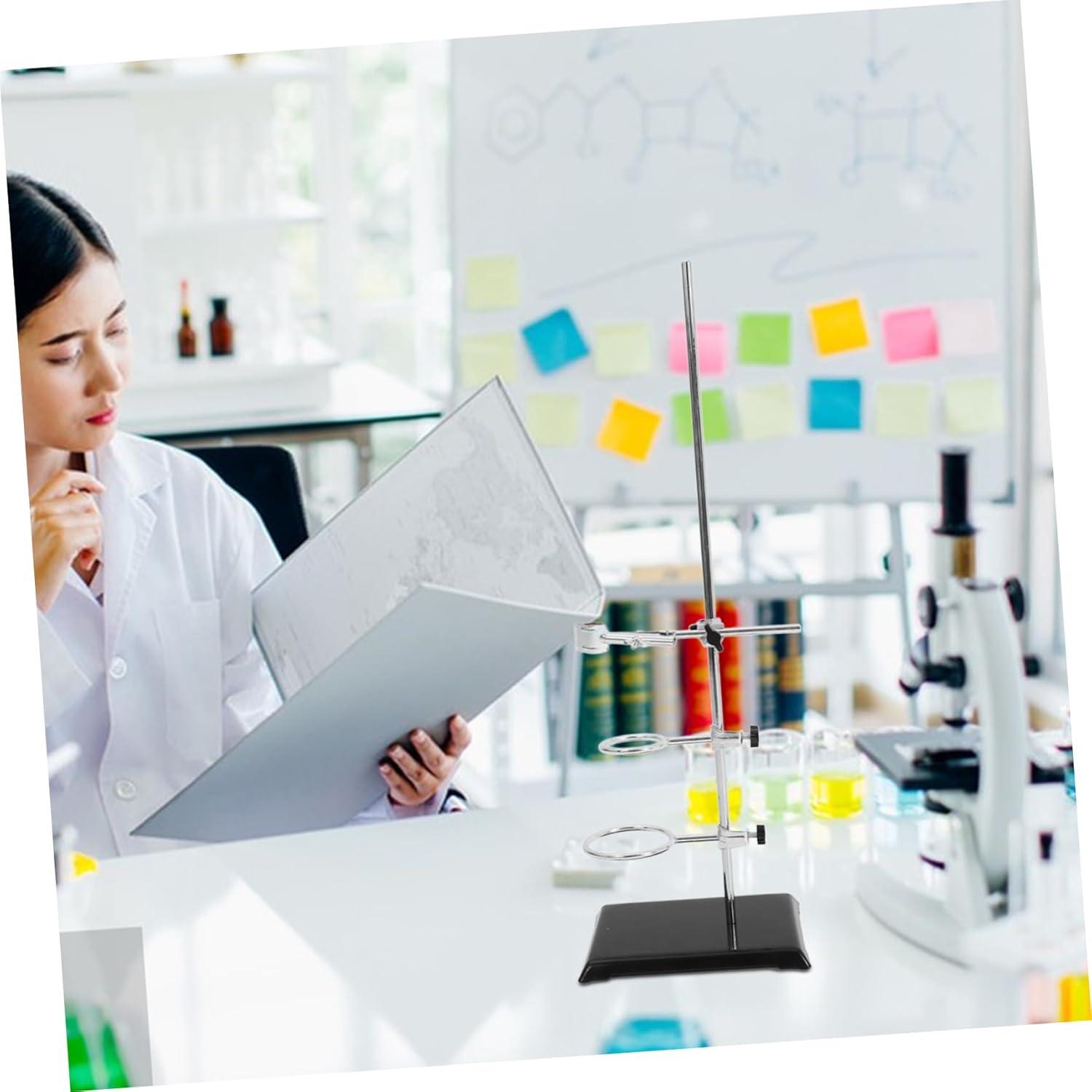 CHILDWEET Laboratory Stand Clamp Metalware Support for Chemistry Physics Experiments Portable Design Smooth and Lab Equipment Supplies