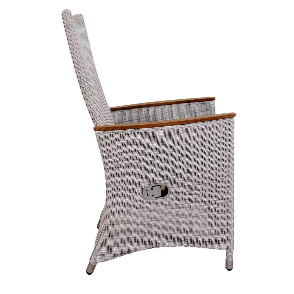 2er Set Positionsstuhl Chelsea in White Wash Geflecht Polyrattan Gartenstuhl Gartensessel