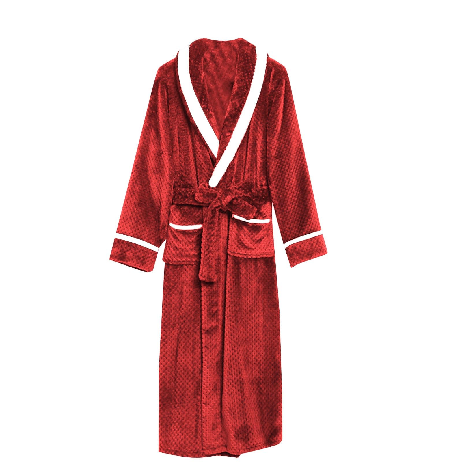 Genérico Pijama Hombre Largo - Albornoz De Franela Extra Largo Y Grueso para Hombre Ropa De Dormir De Talla Grande para Parejas Pijamas Hombre Invierno Talla Grande
