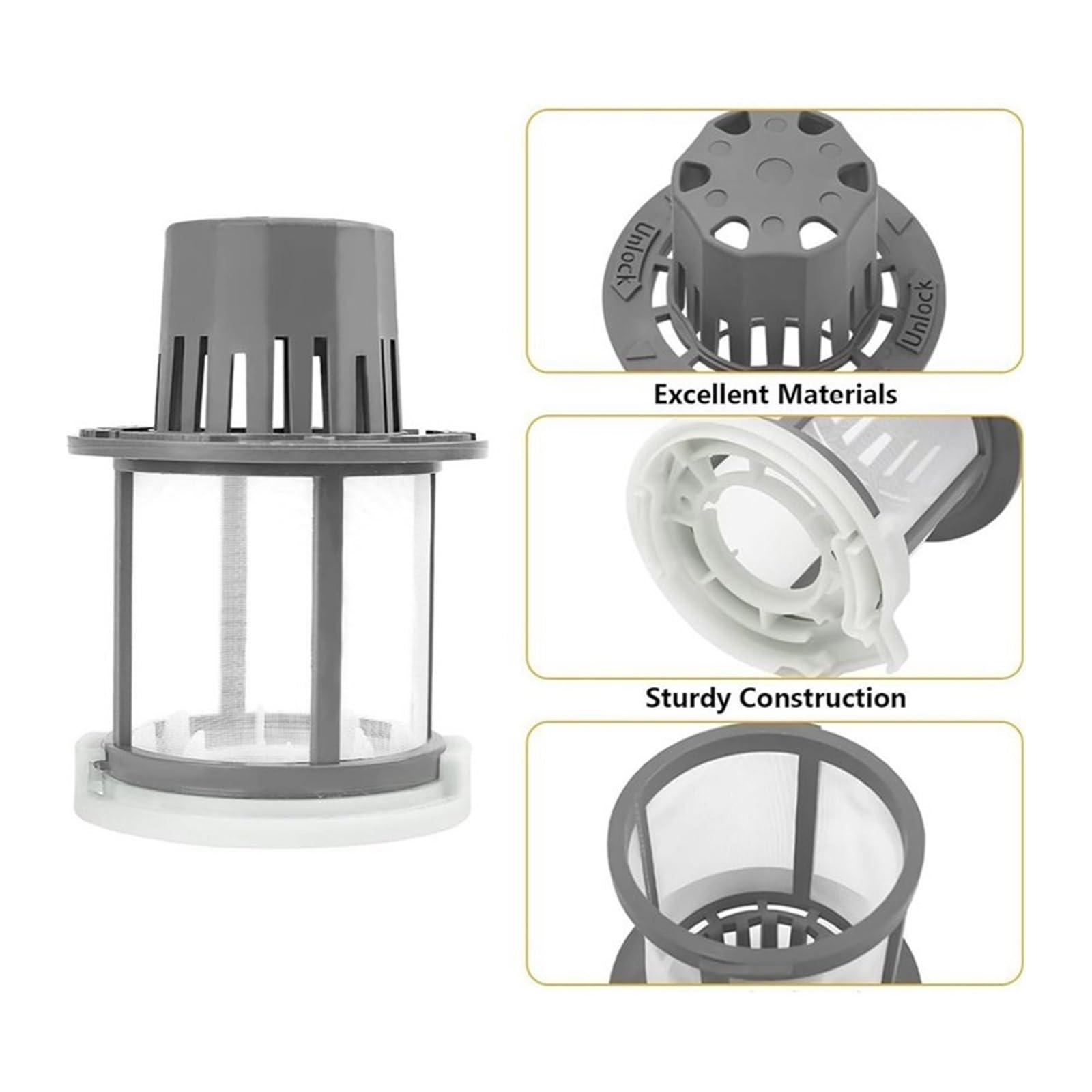 Compatible con piezas de repuesto for lavavajillas GE, filtro ultrafino, Kit for WD12X10416 WD12X20107 WD12X21976 WD12X22560