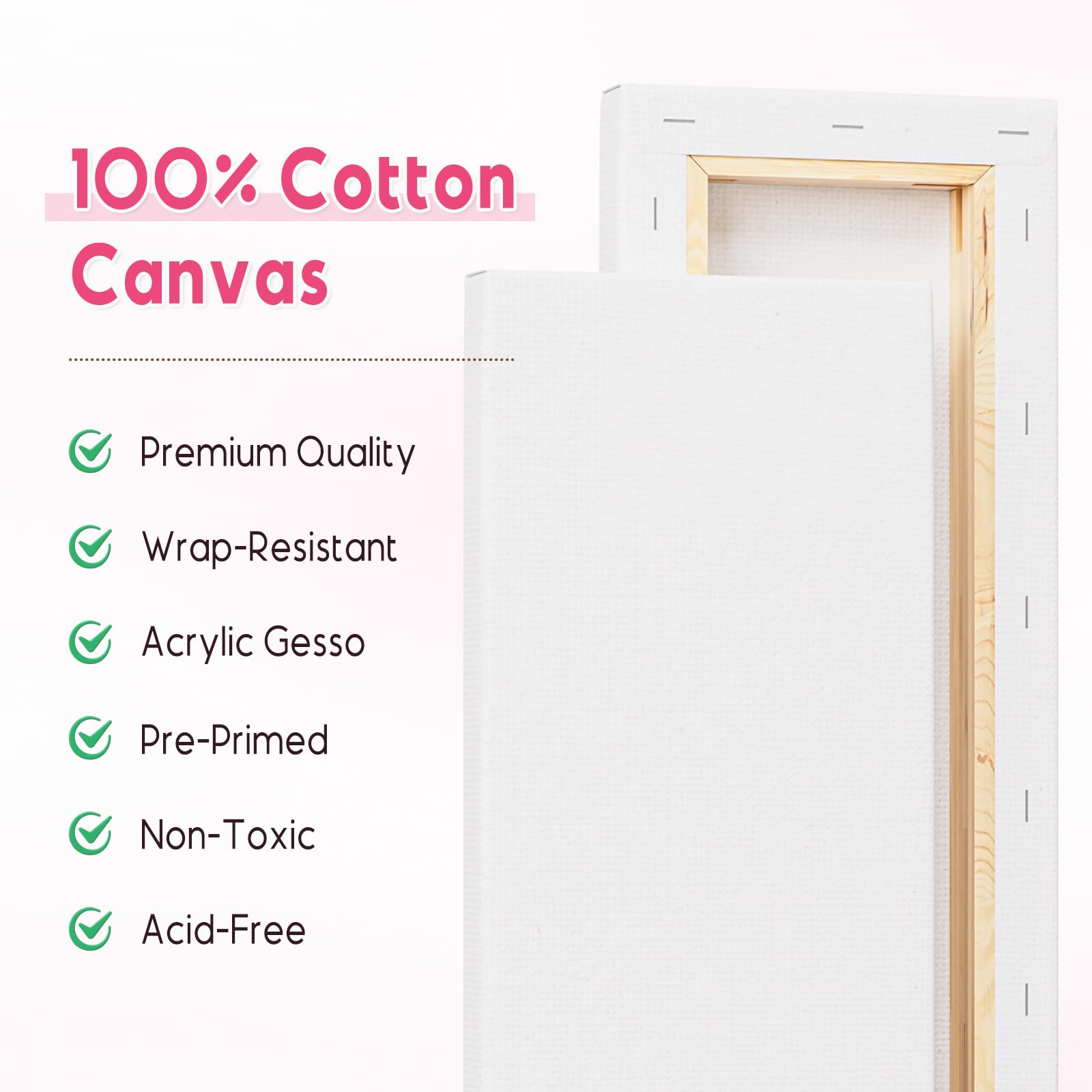 Art Supplies – Lot de 3 toiles tendues en coton apprêté sans acide pour peinture, coulage acrylique, peinture à l'huile, 10,2 x 30,5 cm