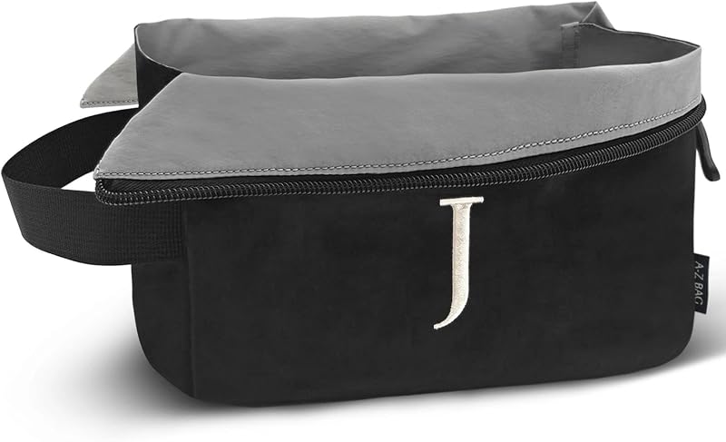 A-Z BAG Necessaire de viagem preta com monograma bordado, modelo J