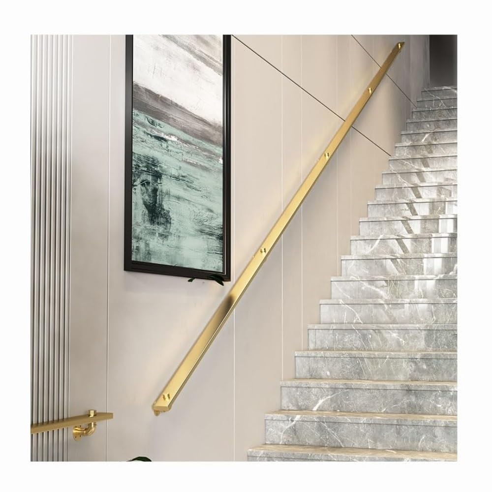 Stair Railing Gold Banister Handrails for Indoor Stairs Wall Mount Support Rod Stairway Railing Outdoor Grab Rails(80cm)