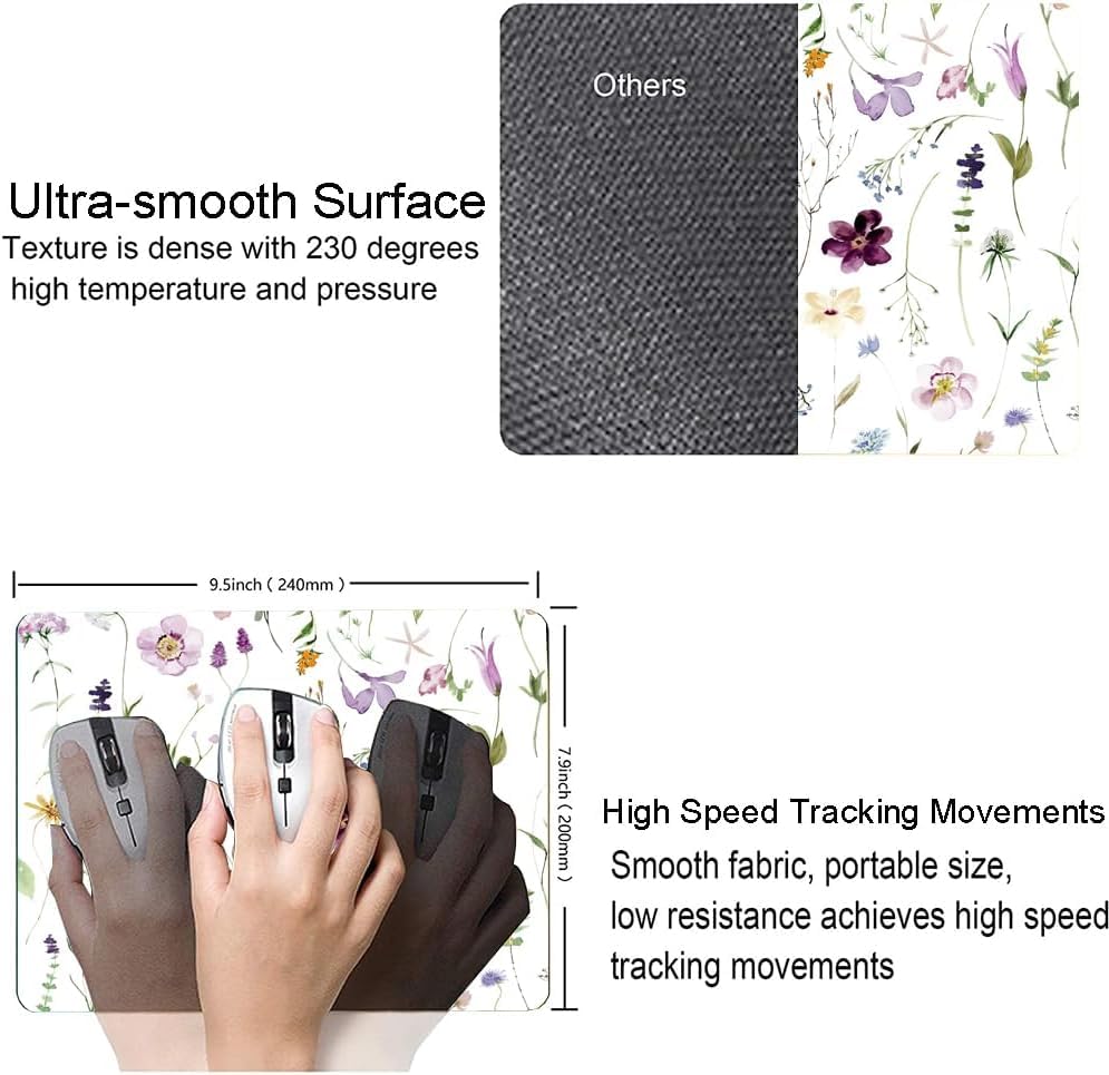 Image of Premium-Textured Mouse Pad, Non-Slip Rubber Base Mousepad for Laptop, Computer & PC, 9.5x7.9 in - Enhanced Precision, Ergonomic Comfort, Ideal for Gaming & Office (Beautiful Flower Plants)