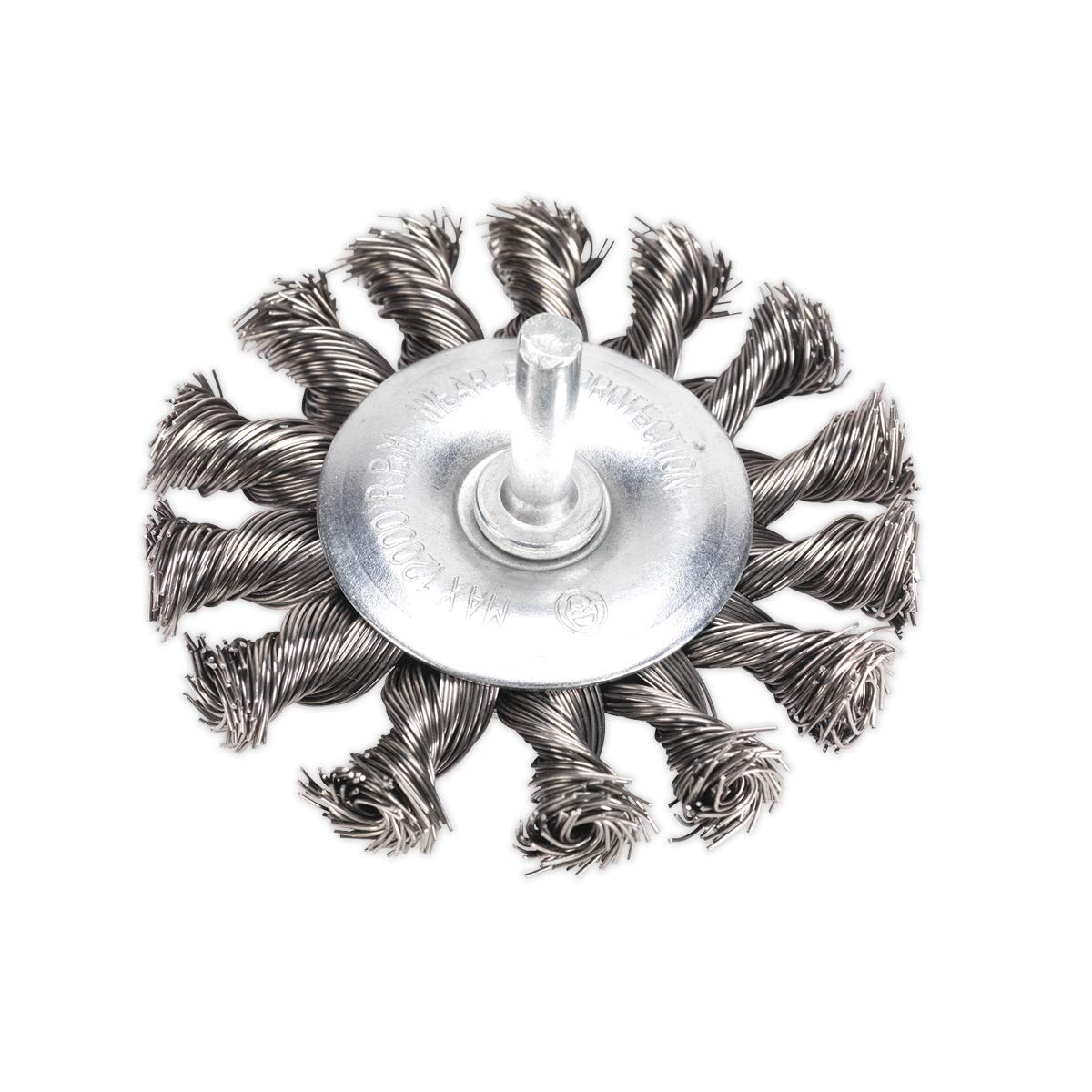 Sealey Twist Knot Wire Flat Brush �75mm with �6mm Shaft TKFBS75