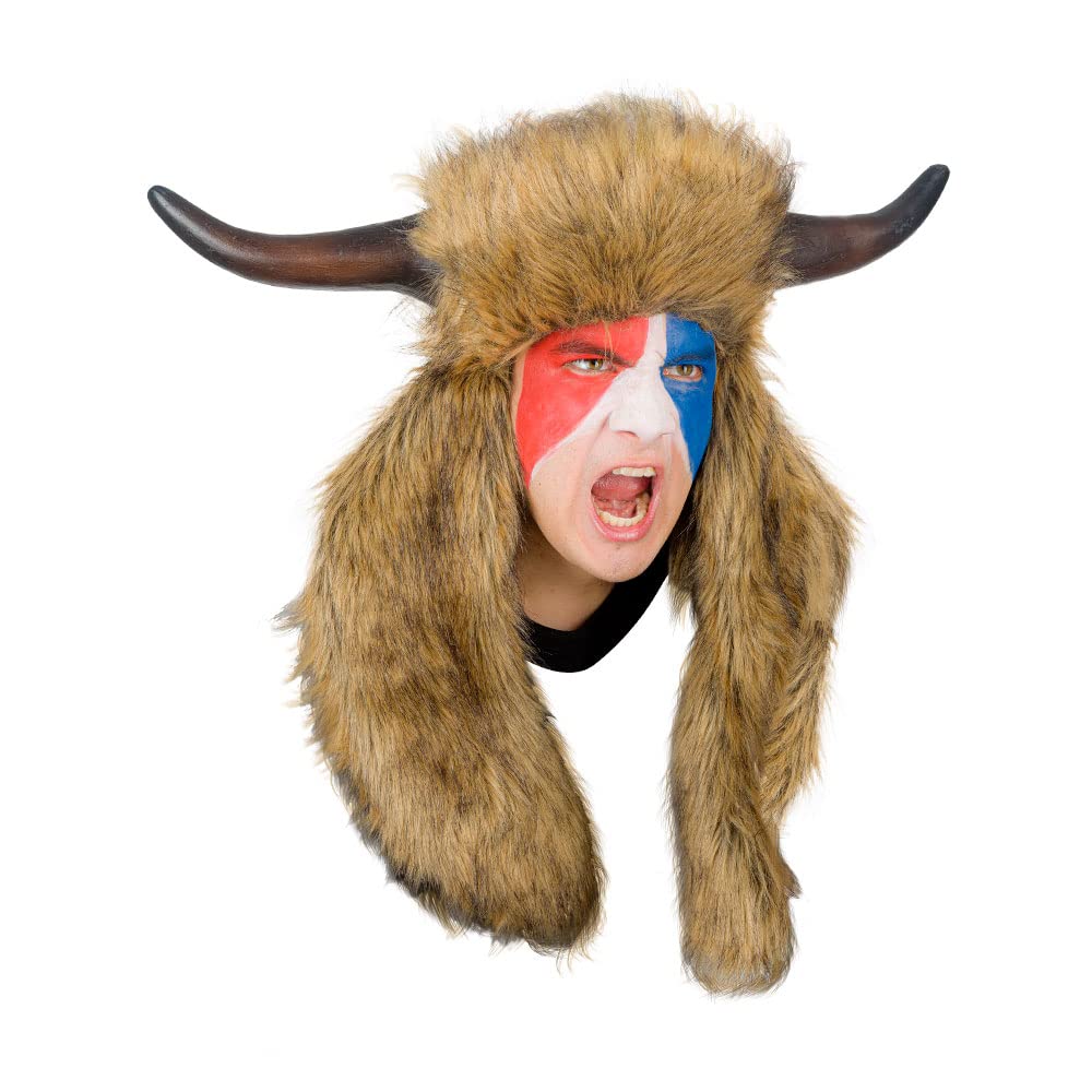 Ghoulish Productions QA Shaman Helmet. Bison Hat Furry, Bison Mask Furry, Buffalo Bison Hat with Horns Mens. Helmet Line. One size latex mask. Ideal for Halloween, parties, holidays