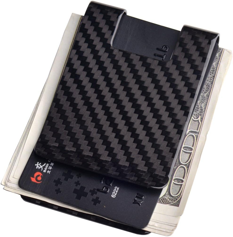 Carbon Fiber Money Clip Wallet, Business Card Holder RFID Protector Credit Card Holder Wallet Clips For Men (X-Large, 3.5"x2.2"x0.6")