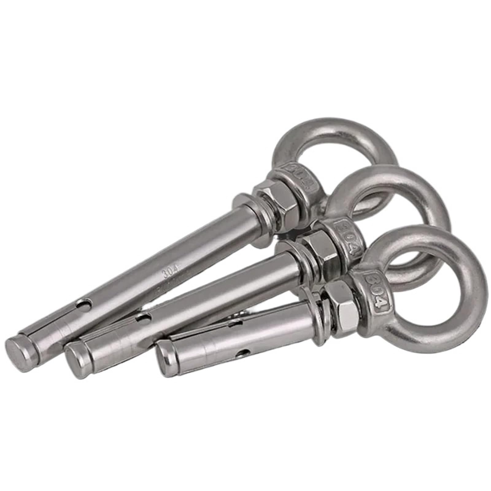 Tacos de expansión Anclajes de manguito hormigón M8 8 mm con pernos expansión argolla elevación acero inoxidable 304(M8X150mm-10pcs)
