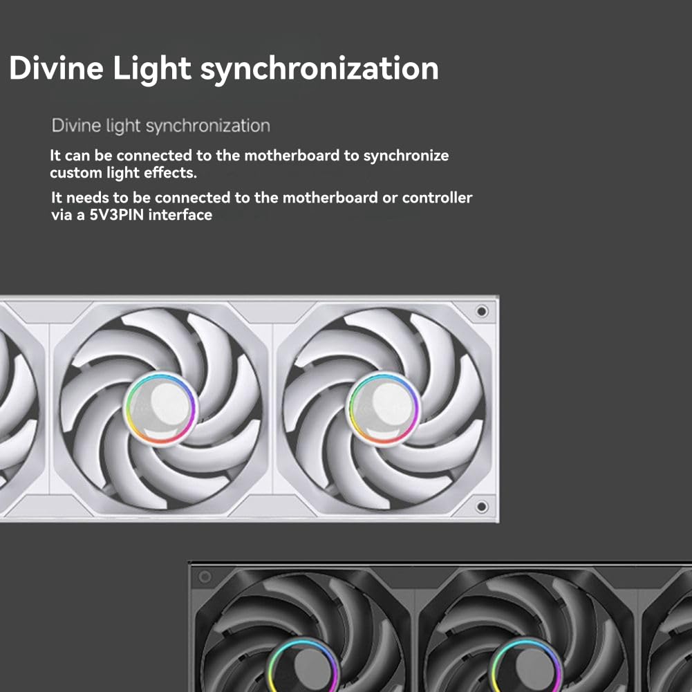 Kit Ventole PWM Forward con Monolitica, Ventola per Case PC ARGB da 360 mm, Ventola Raffreddata Ad Acqua