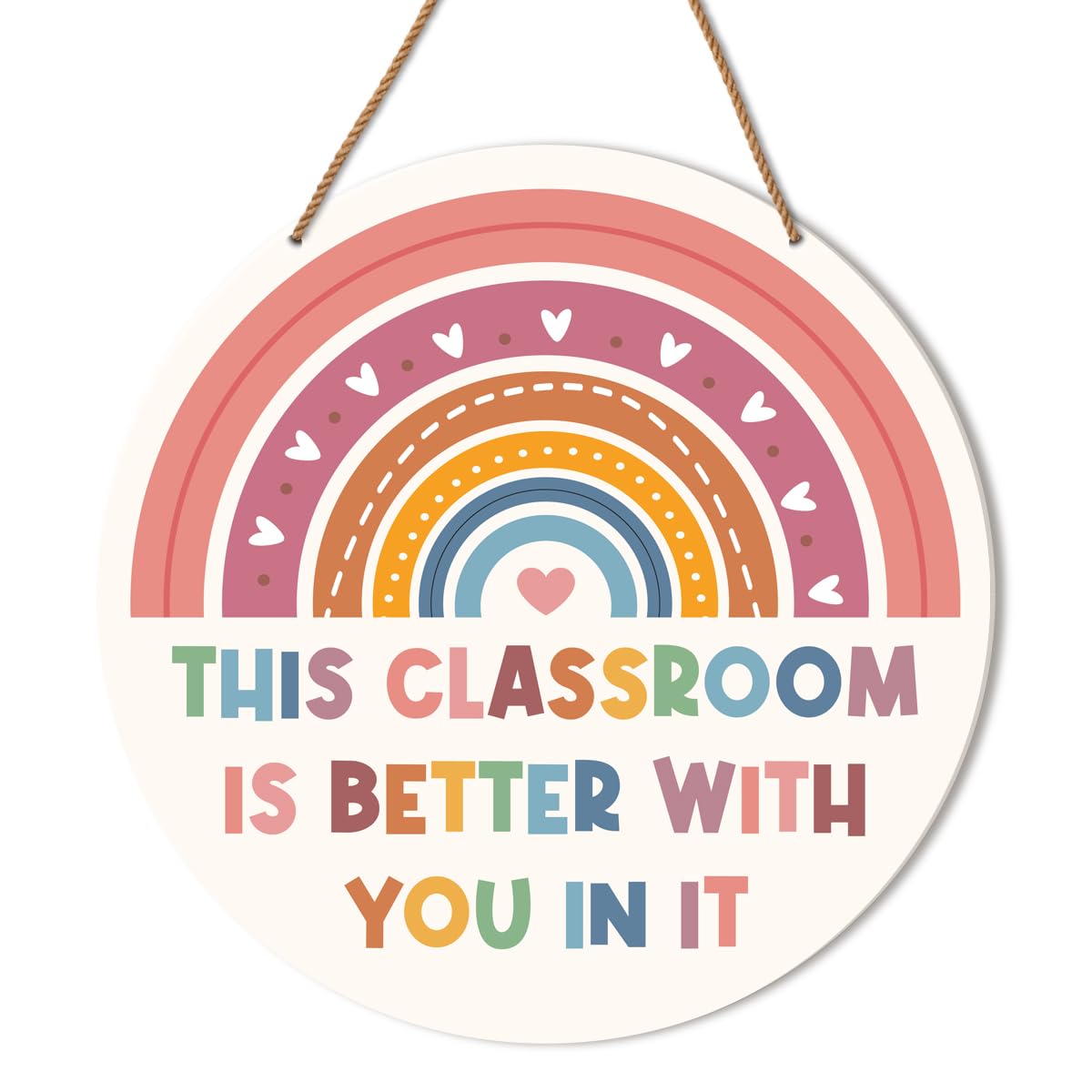 HSNBT Boho Classroom Wall Decor, Nursery kindergarten Classroom Positive Wall Decor Primary School Rainbow Hanging Sign Decoration, The Classroom Is