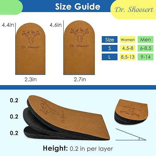 Miniatura 3 de Dr. Shoesert 3 capas de inserciones ortopédicas ajustables de cuña para talón, plantillas de corrección de supinación y pronación para piernas de
