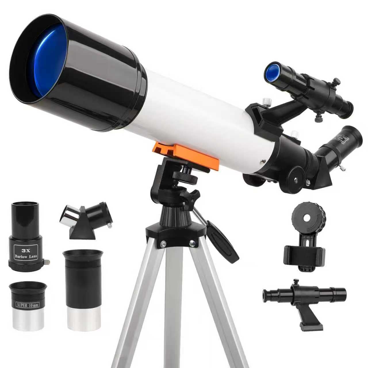 Telescope, 70mm Aperture Portable Refractor Telescopes for Astronomy Beginners, 500mm Professional Travel Telescope with Carry Bag, White