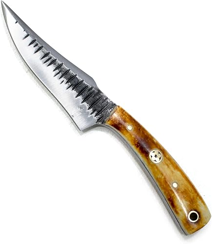 Miniatura 4 de Titan International Knives Skinning & Hunting Survival EDC Blade Burnt Bone Handle incluye funda de cuero perfecta para acampar y manualidades al