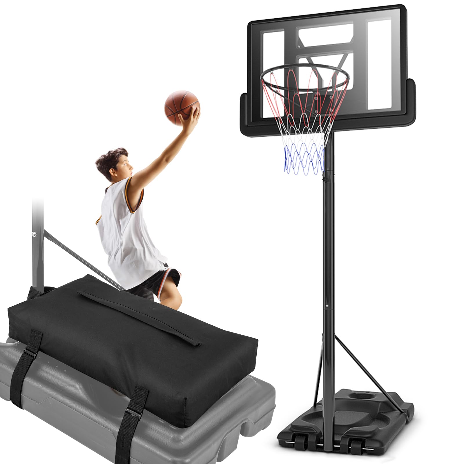 LIFEZEAL Sac de Sable pour Panier de Basket, 75 x 41 x 12 cm, Tissu Oxford, 136 kg, Noir