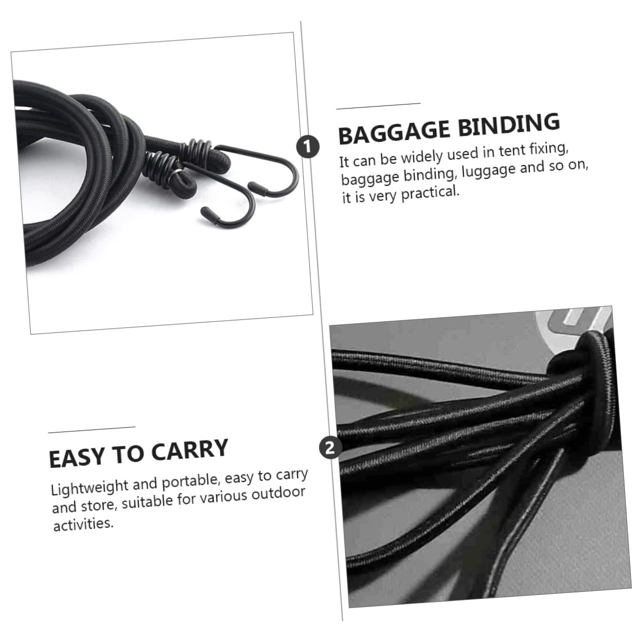 iplusmile 4pezzi Cinghie Elastiche Resistenti Gancio Corda Elastica Per Fissaggio Di Tende Bagagli e Valigie Leggera e Portatile Per Varie Attività All Aperto