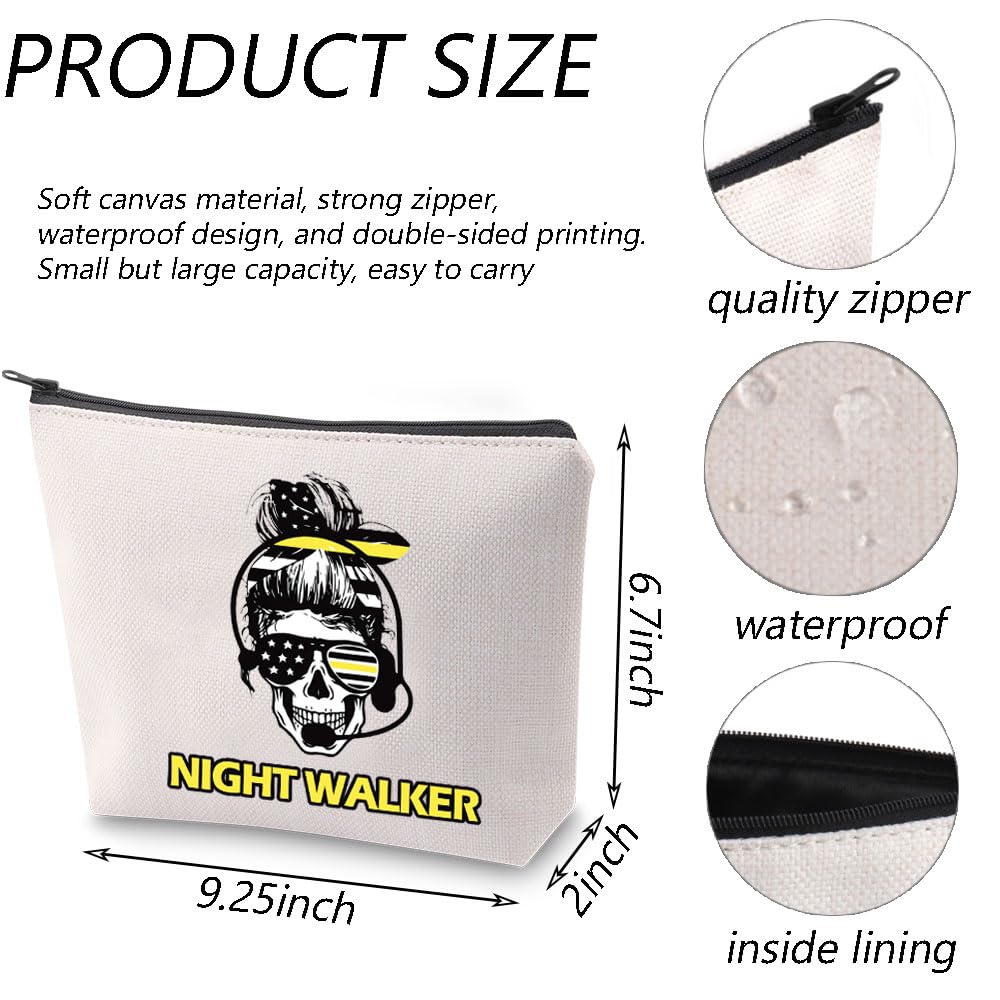 TGBJE 911 Dispatcher Makeup Bag Emergency Dispatcher Gift for 911 Operators Workers 911 Calling Appreciation Cosmetic Bag (Night walker bag)