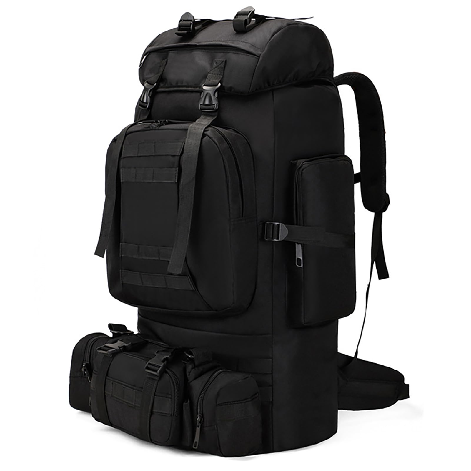 Wanderrucksack 80L - 100L Wandern Rucksack Herren Damen Wasserdichter Trekkingrucksack großer Reiserucksack Abnehmbare Outdoor Molle Taktischer Rucksack Für Bergsteigen Camping Reisen,Schwarz