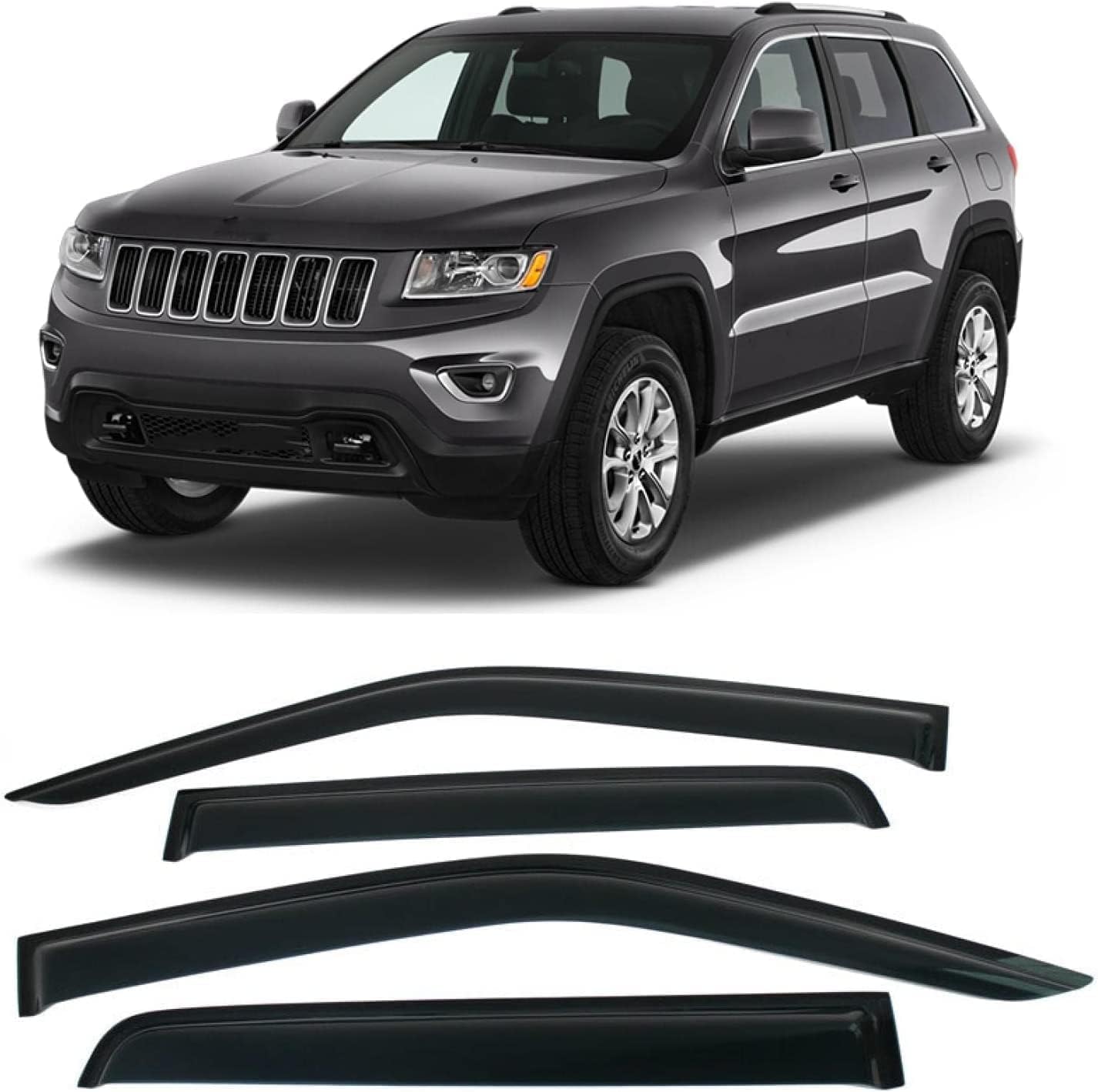 PANXUC Car Wind Deflectors for Jeep Grand Cherokee 2010-2016, Side Window Wind Rain Deflector Window Visor Sun Rain Guard Smoke Guards