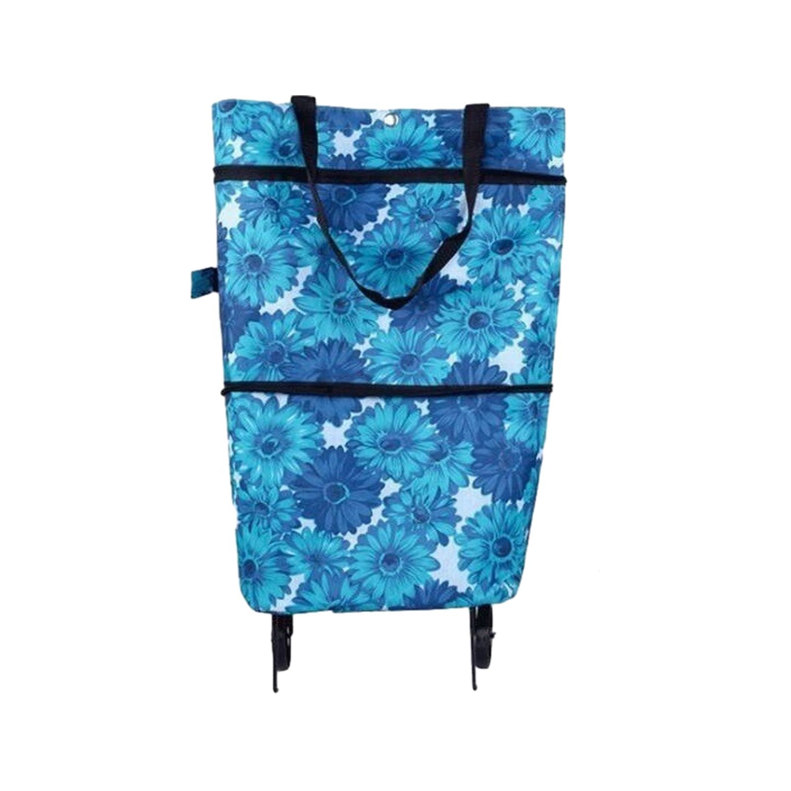 2-in-1 Foldable Shopping Trolley Bag with Wheels, Waterproof Grocery Cart