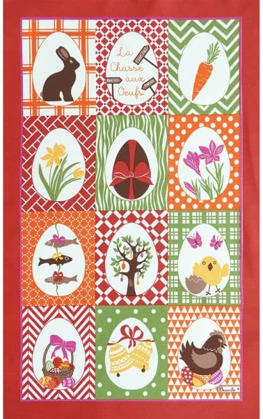 Beauvillé, Printemps Gift Box of 2 Luxury French Easter Kitchen/Tea Towels, Silk Screen Printed